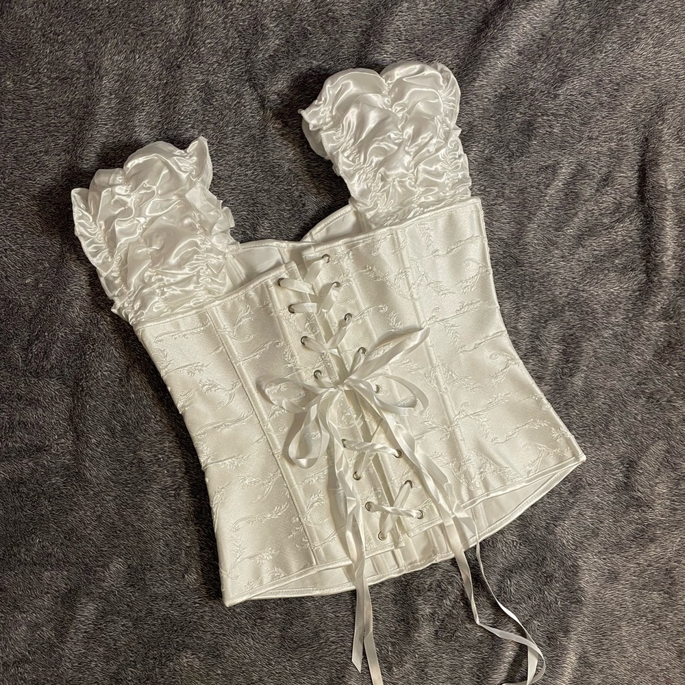 White Lacy Boned Corset Size S